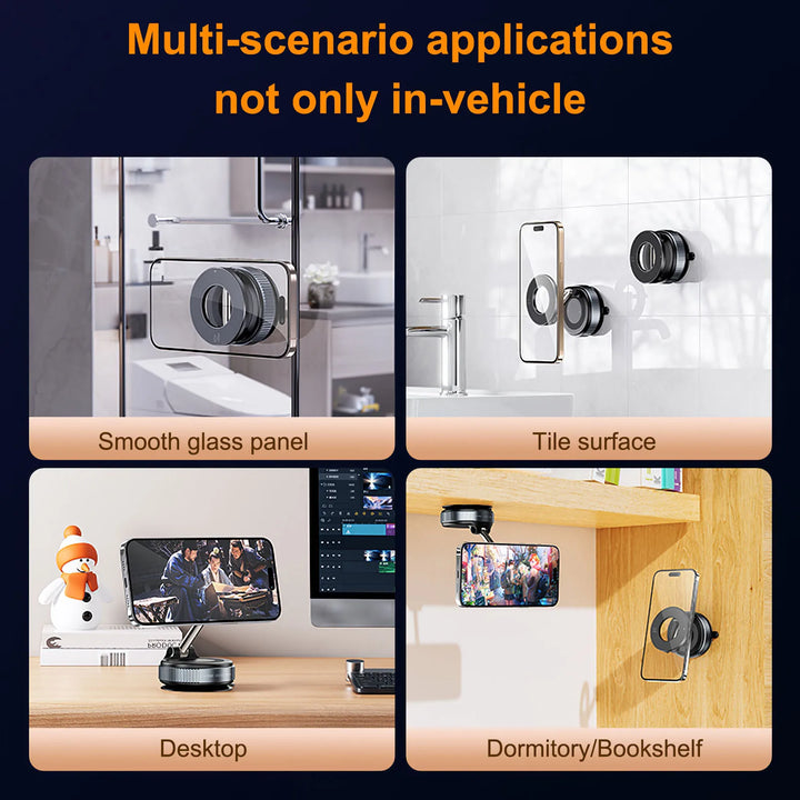 Magnetic Electric Vacuum Mount Holder - Foldable Strong Suction Stand for Cell Phone - Compatible with iPhone 12/13/14/15/16 - Perfect for Live Streaming
